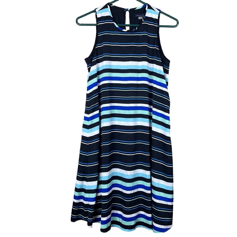 Tommy Hilfiger Striped Sleeveless Dress Black Blue Size 4